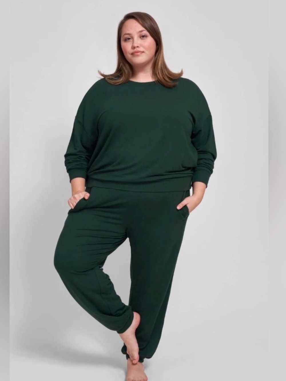 UNIVERSAL STANDARD / Bridget Luxe Terry Sweatpant Jogger Forest Green / XL